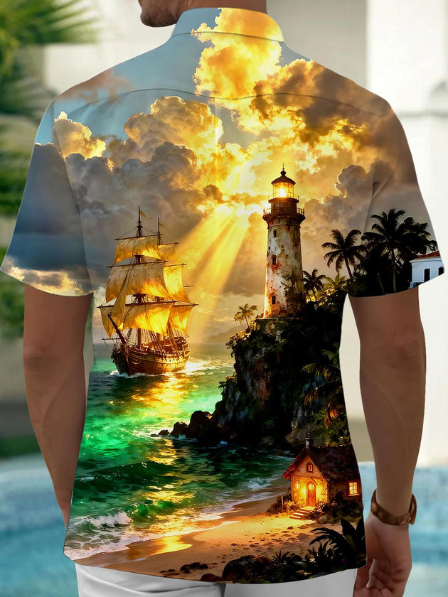 men's aloha shirt back view