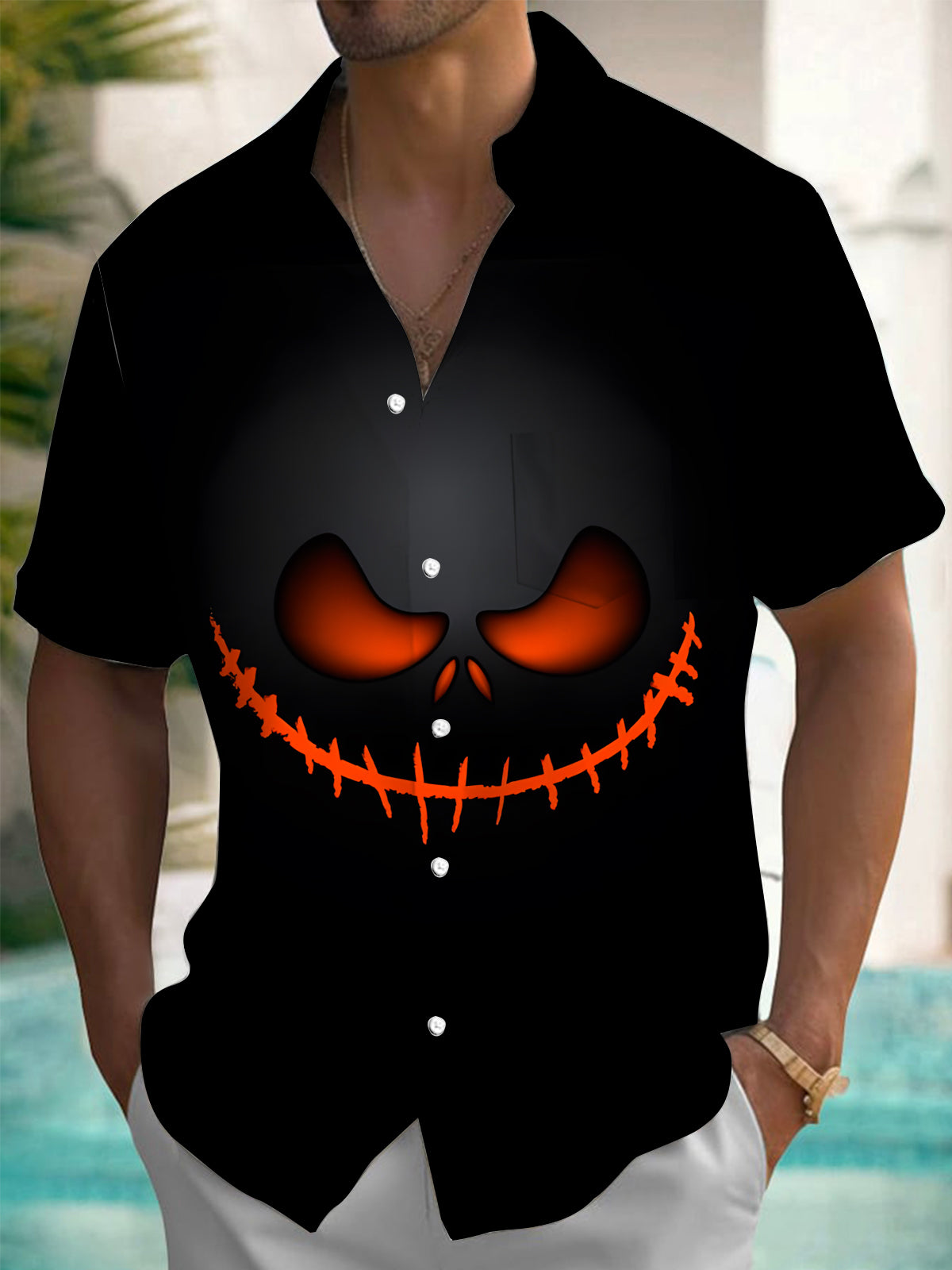 Halloween Men's Pocket Short Sleeve Shirts