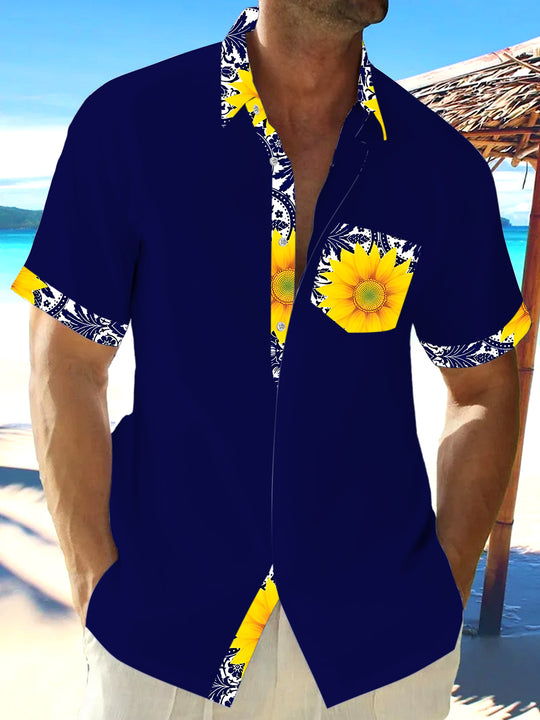 men's sunflower print shirt front view