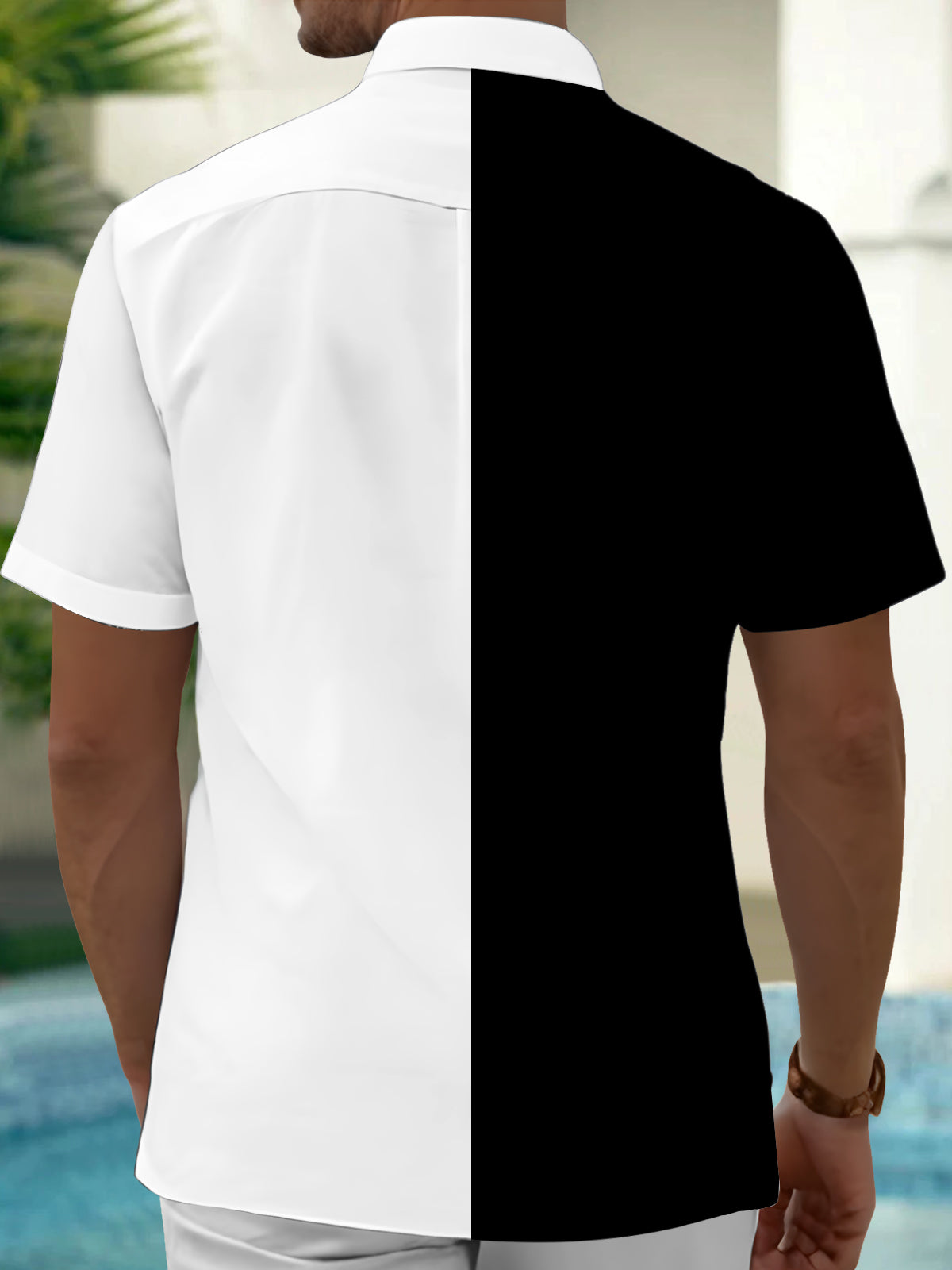 Black Christmas Print Men's Pocket Short Sleeve Shirts