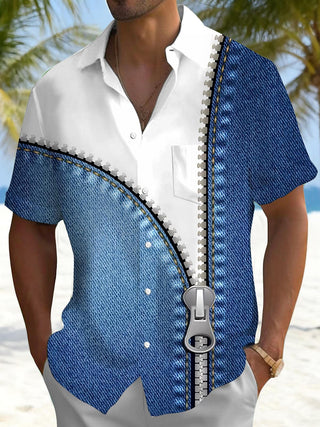 men's zipper graphic shirt front view