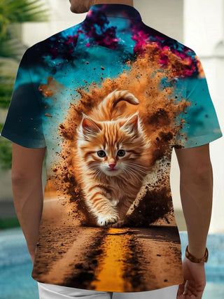 men's kitten pattern shirt back view