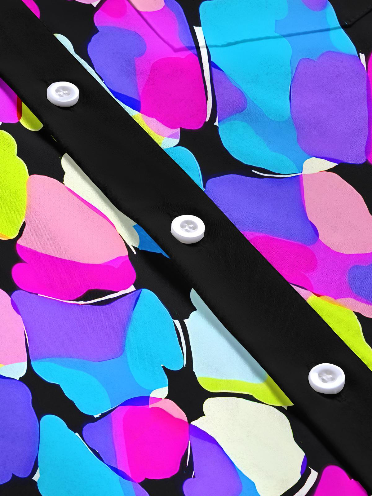 Psychedelic Colorful Abstract Geometry Men's Pocket Long Sleeve Shirts