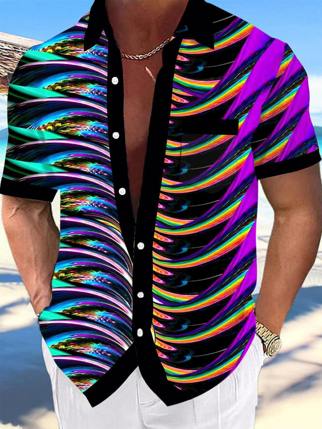 Men's abstract print short sleeve shirt front view