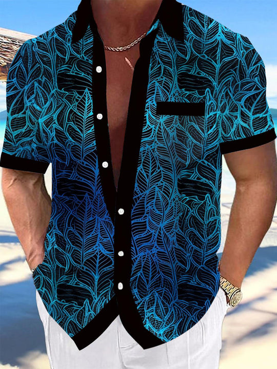 men's Hawaiian shirt front view tropical beach vacation