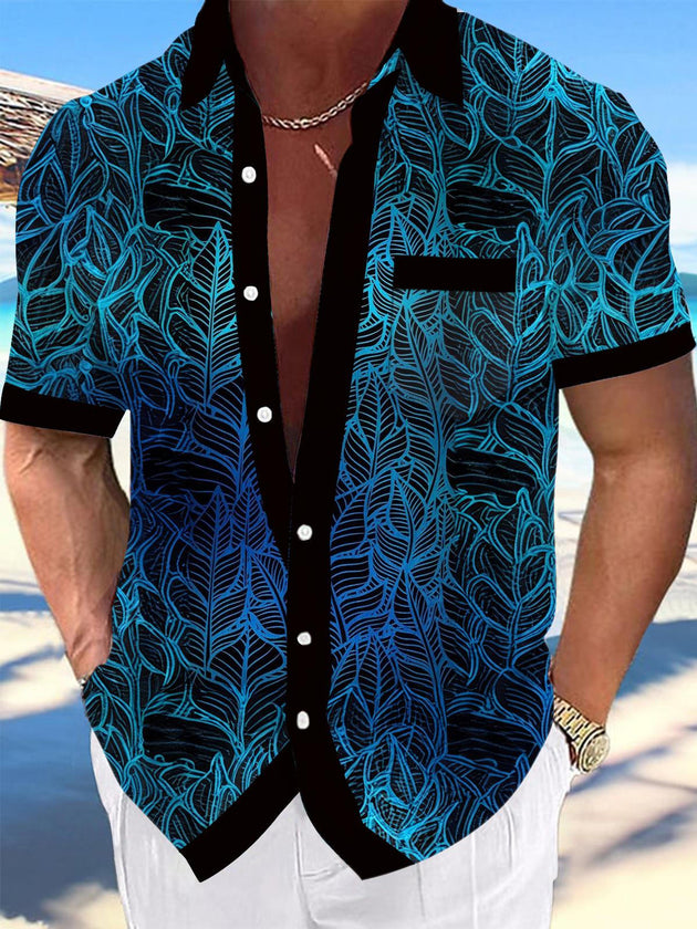 men's Hawaiian shirt front view tropical beach vacation