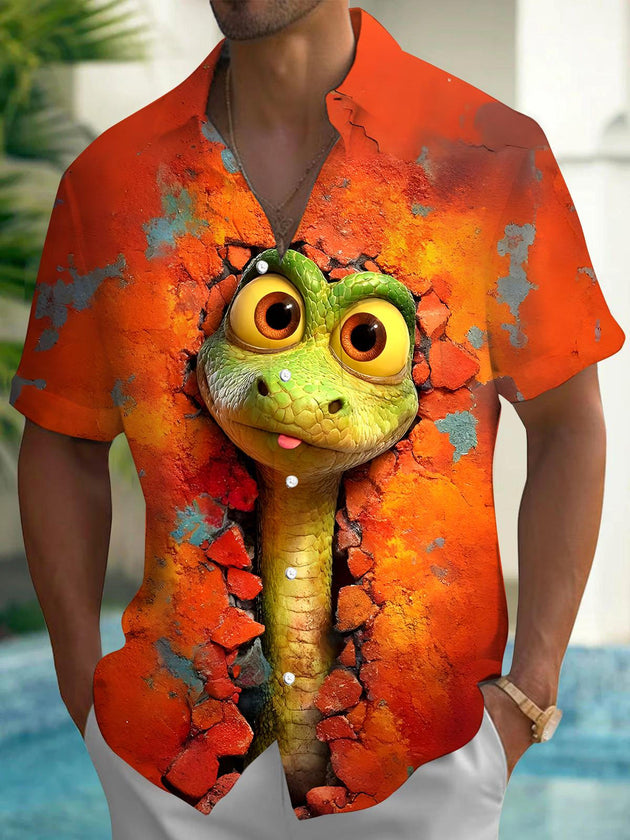 men's snake print shirt front view
