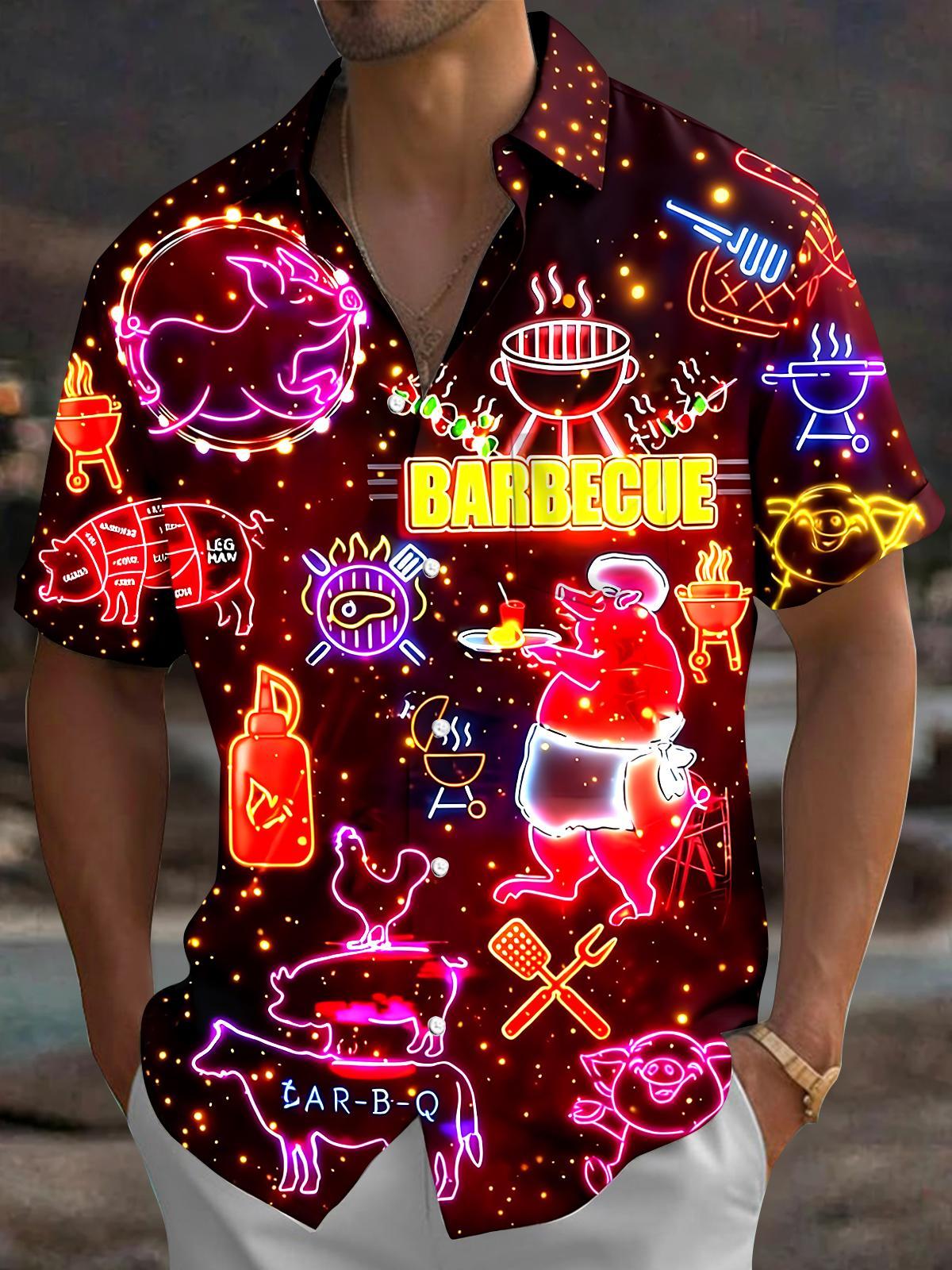 Barbecue Men's Pocket Short Sleeve Shirts