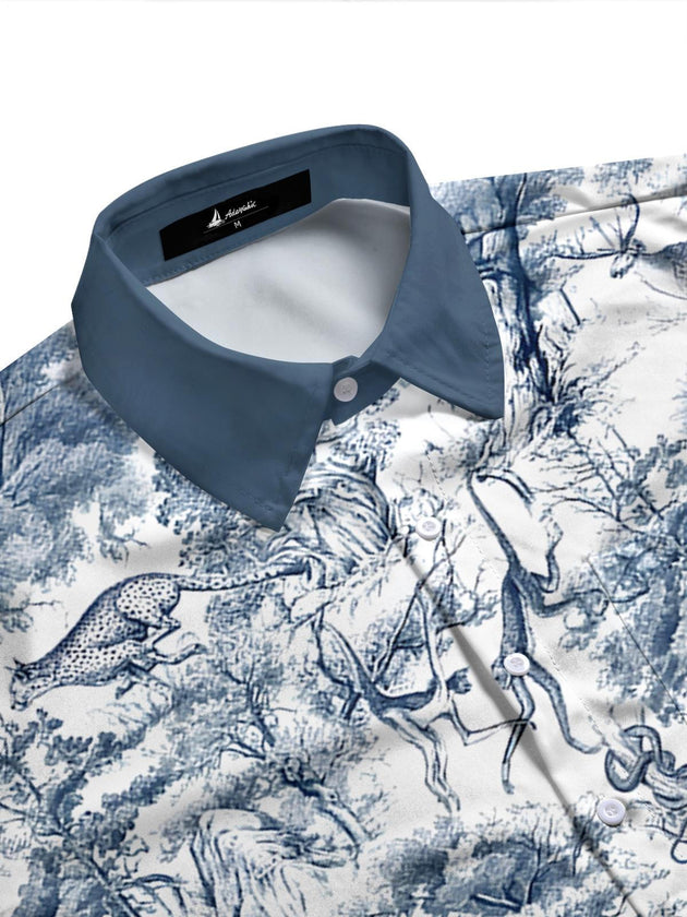 Men's forest animal print full sleeve shirt three-quarter view