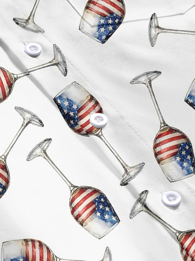 Men American flag print short sleeve shirt flat lay