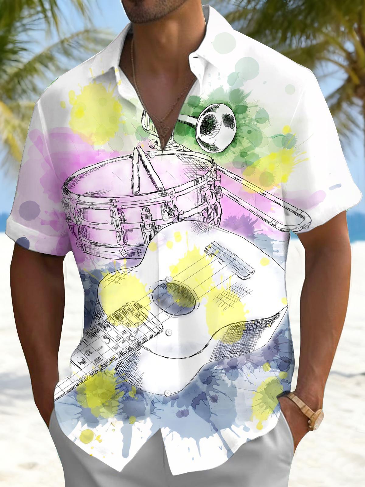 men's music print shirt front view