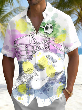men's music print shirt front view