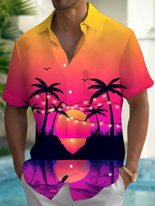 men's Hawaiian shirt front view tropical beach vacation