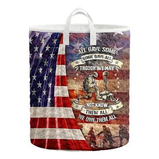 Men's red white blue star quilted hamper storage bin lifestyle scene for vacation Independence Day