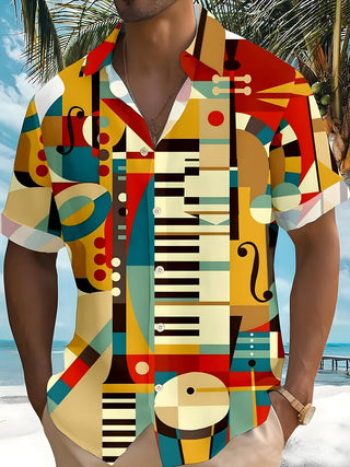 men's music print shirt front view