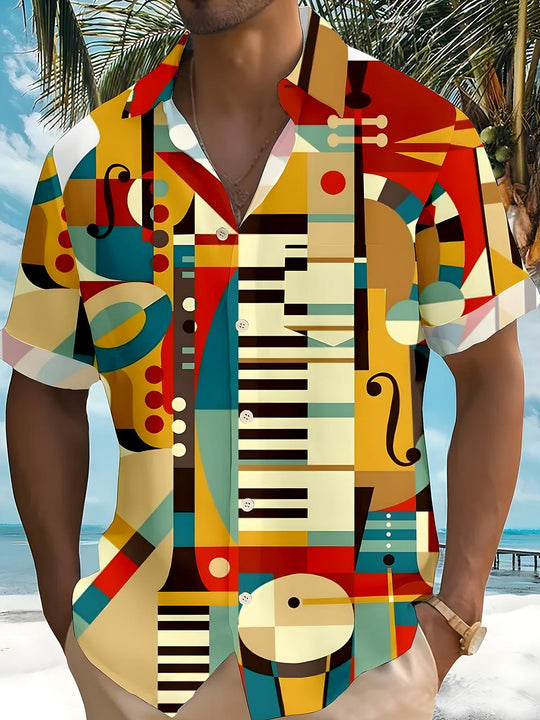 men's music print shirt front view