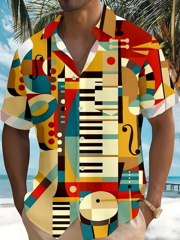men's music print shirt front view