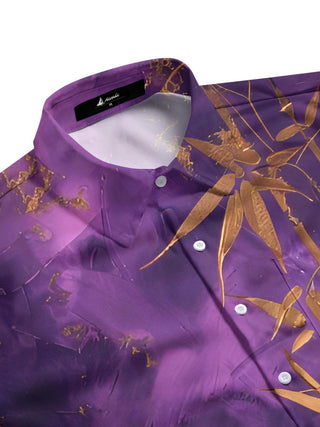 Men's bamboo print short sleeve half sleeve shirt side view