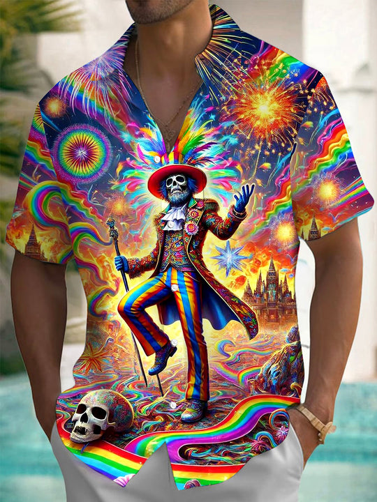 men's skull print shirt front view