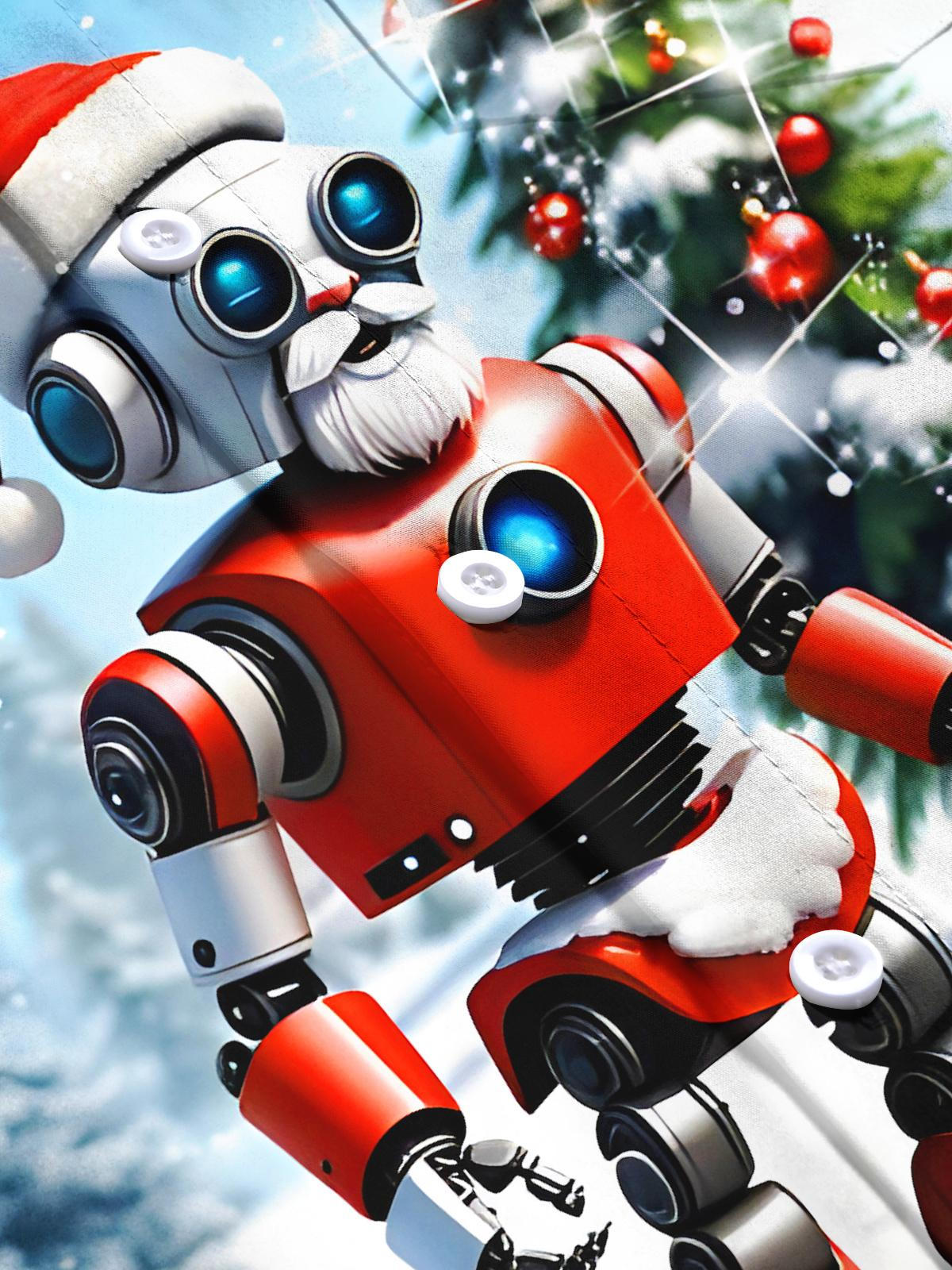 Fun Christmas Robot Xmas Men's Pocket Short Sleeve Shirts