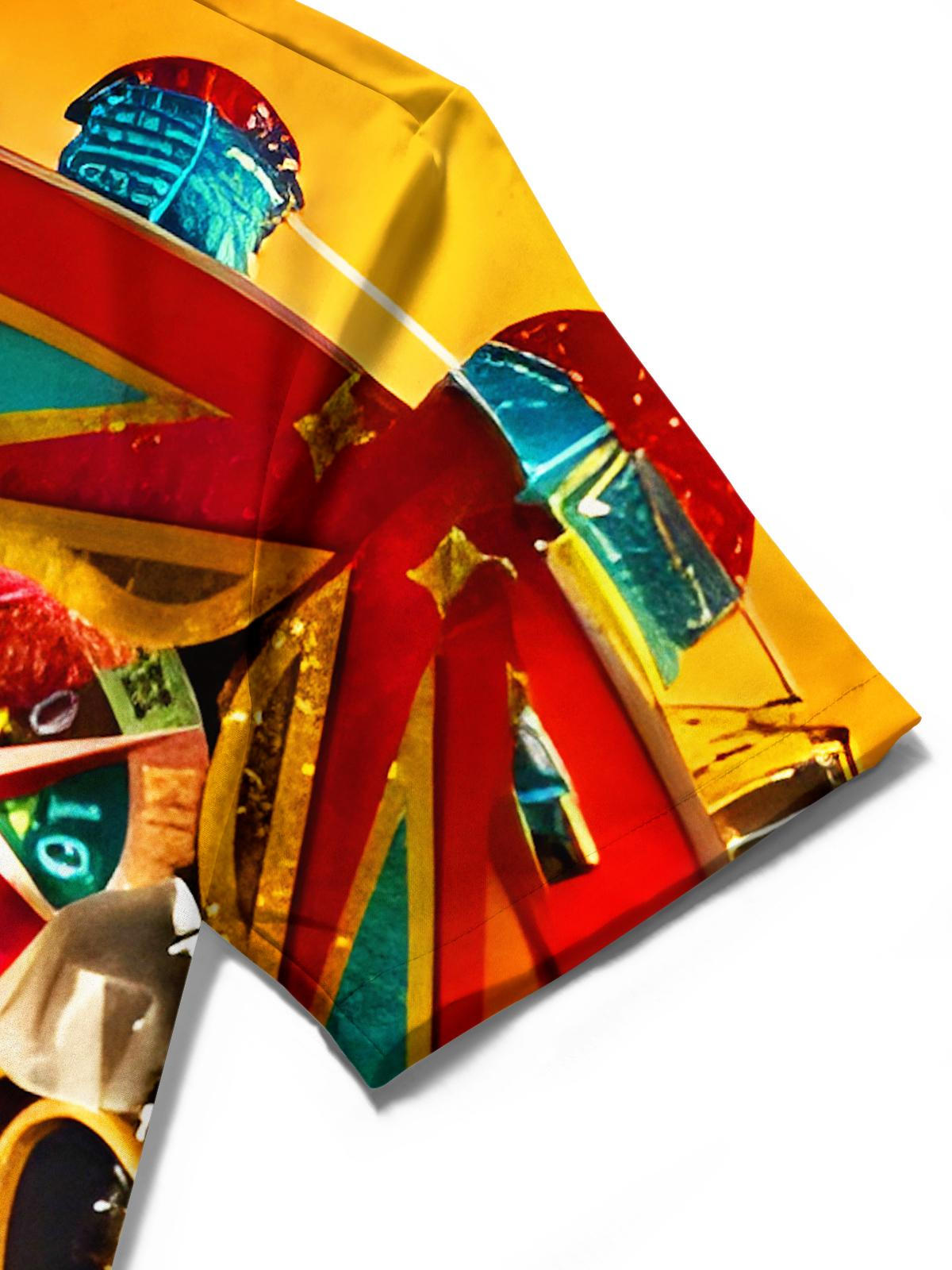 Retro Fun Abstract Roulette Men's Pocket Short Sleeve Shirts