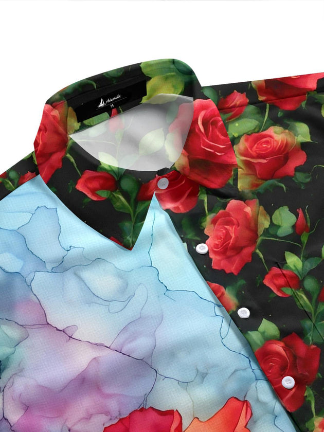 men's flower pattern shirt side view