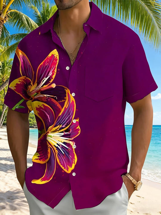 men's floral shirt front view
