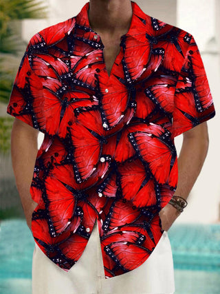 Men's butterfly print short sleeve shirt front view