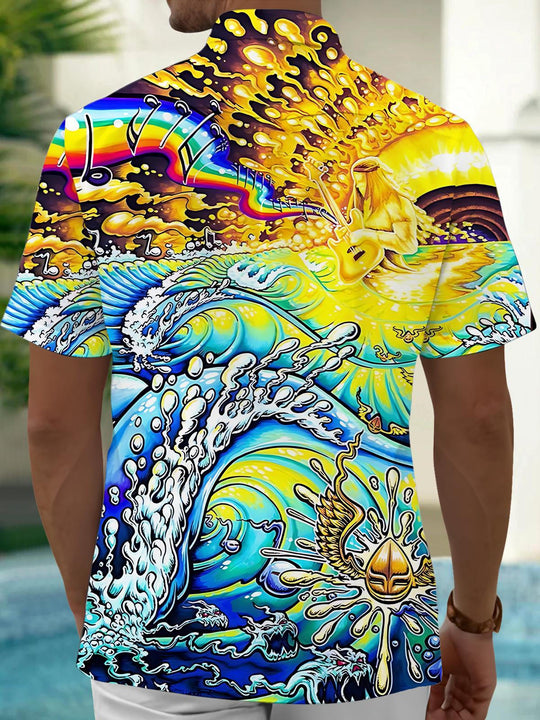 Men's abstract print short sleeve shirt back view