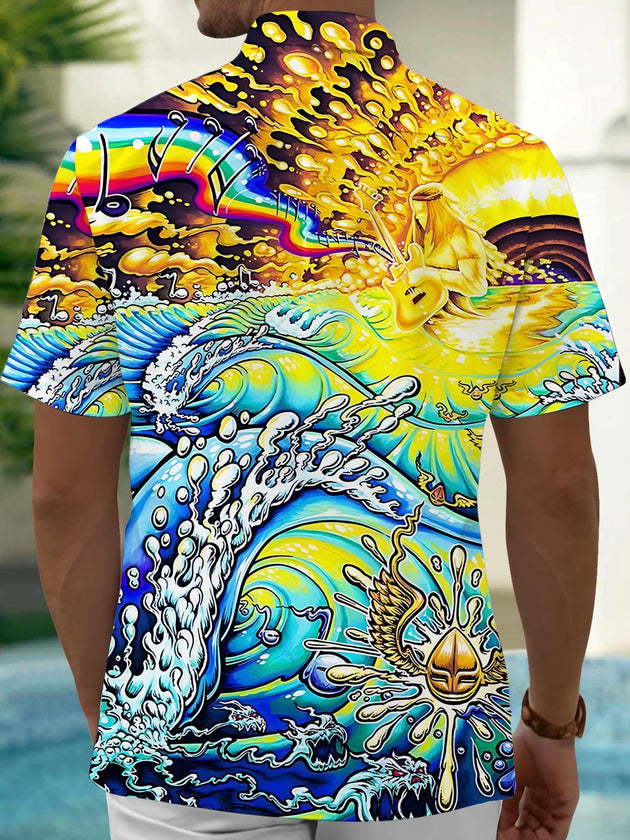 Men's abstract print short sleeve shirt back view