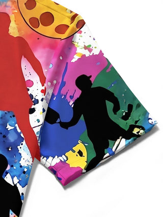 men's sports print shirt close-up short sleeve