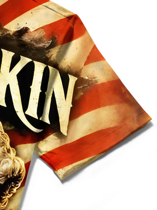 Men's short sleeve pocket shirt close-up detail fabric texture George Washington anniversary