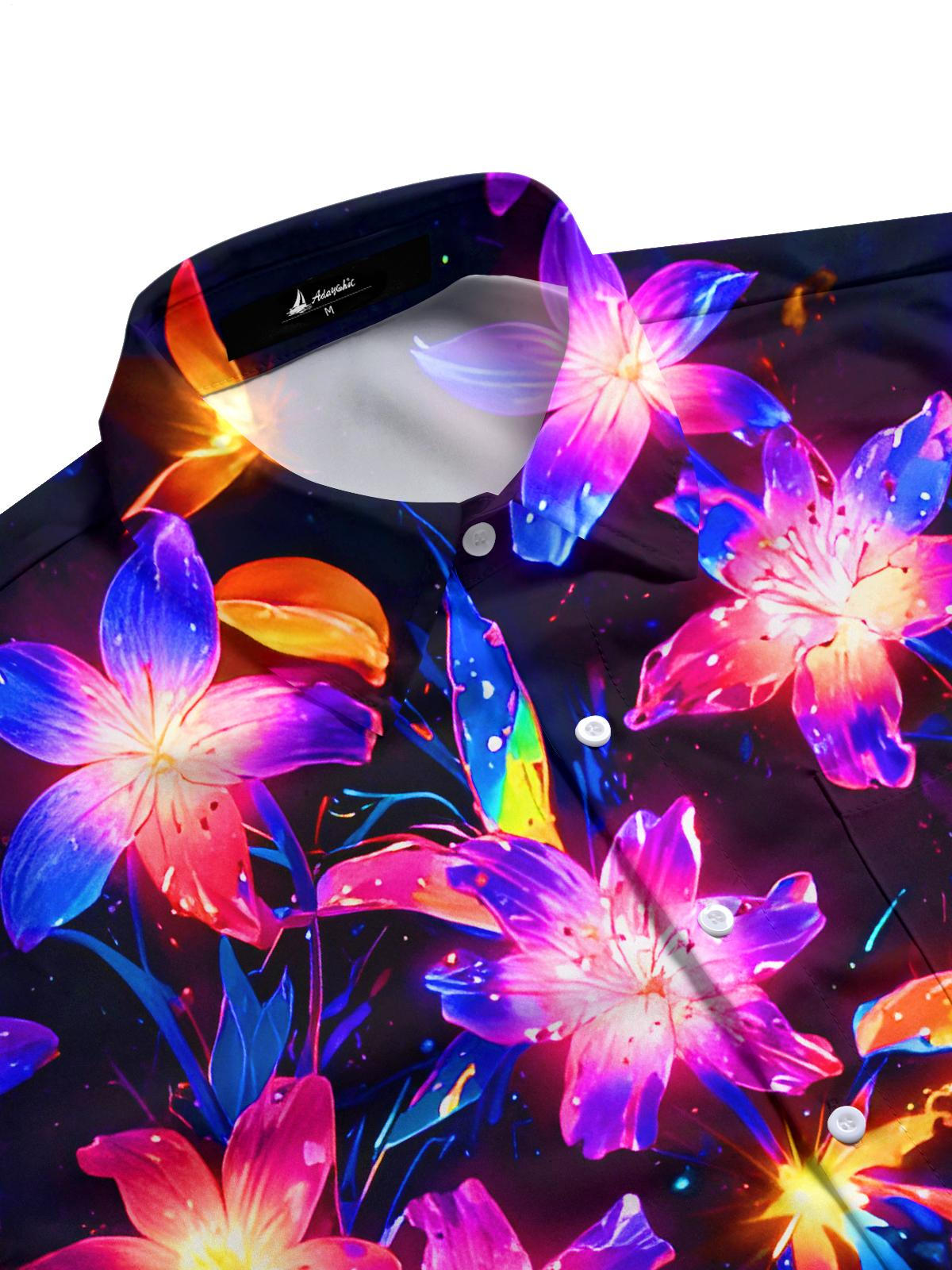 Dazzling Floral Men's Pocket Short Sleeve Shirts