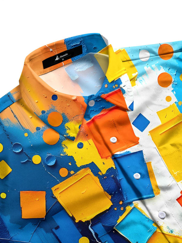 men's tie dye short sleeve flat lay shirt