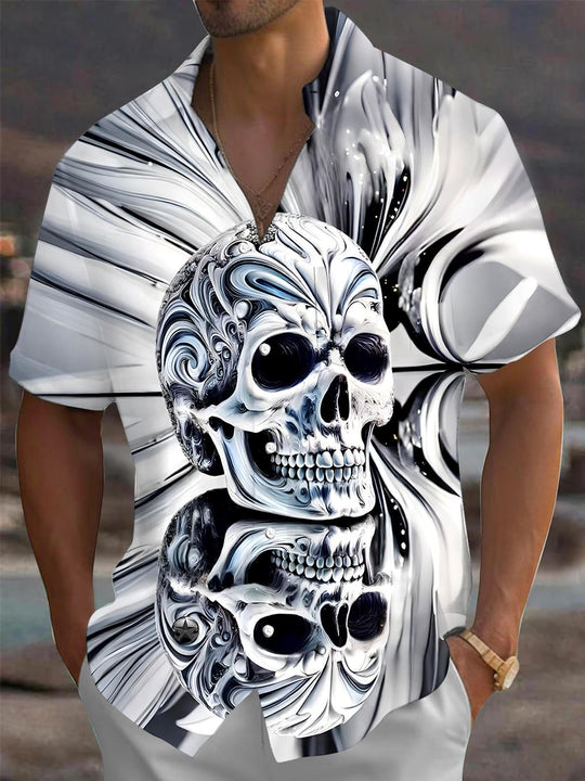 men's skull print shirt front view