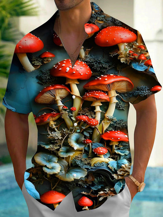 men's mushroom print shirt front view