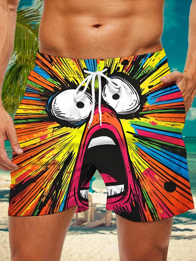 men's casual shorts with funny print front view
