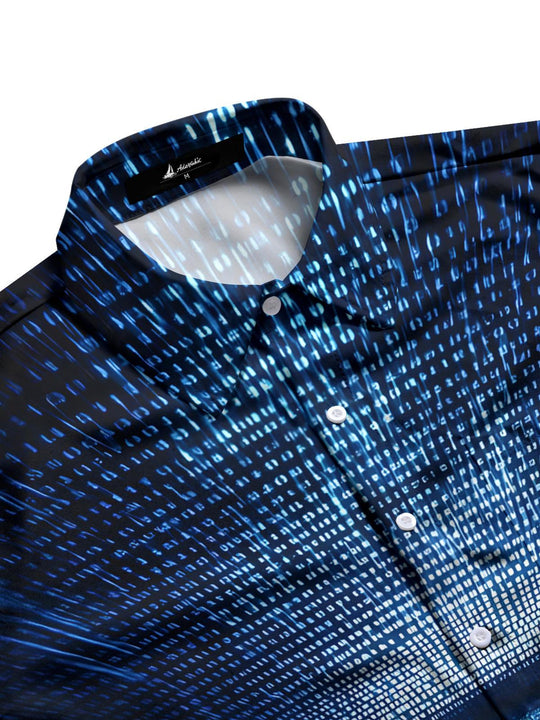 men's eye print short sleeve shirt flat lay pattern detail