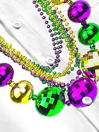 men's Mardi Gras short sleeve flat lay shirt