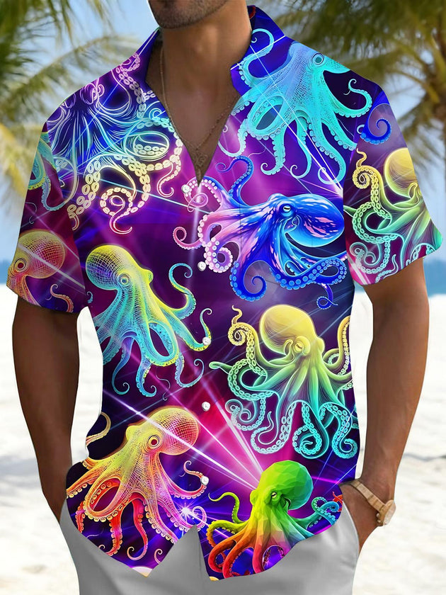 men's octopus print shirt front view