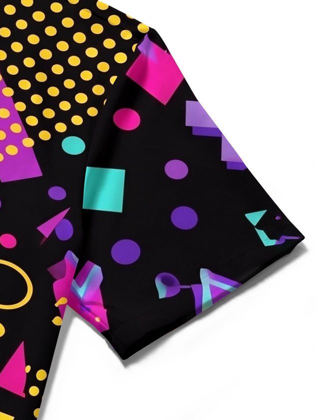 Retro Geometric Men's Pocket Short Sleeve Shirts