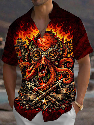 men's octopus print shirt front view