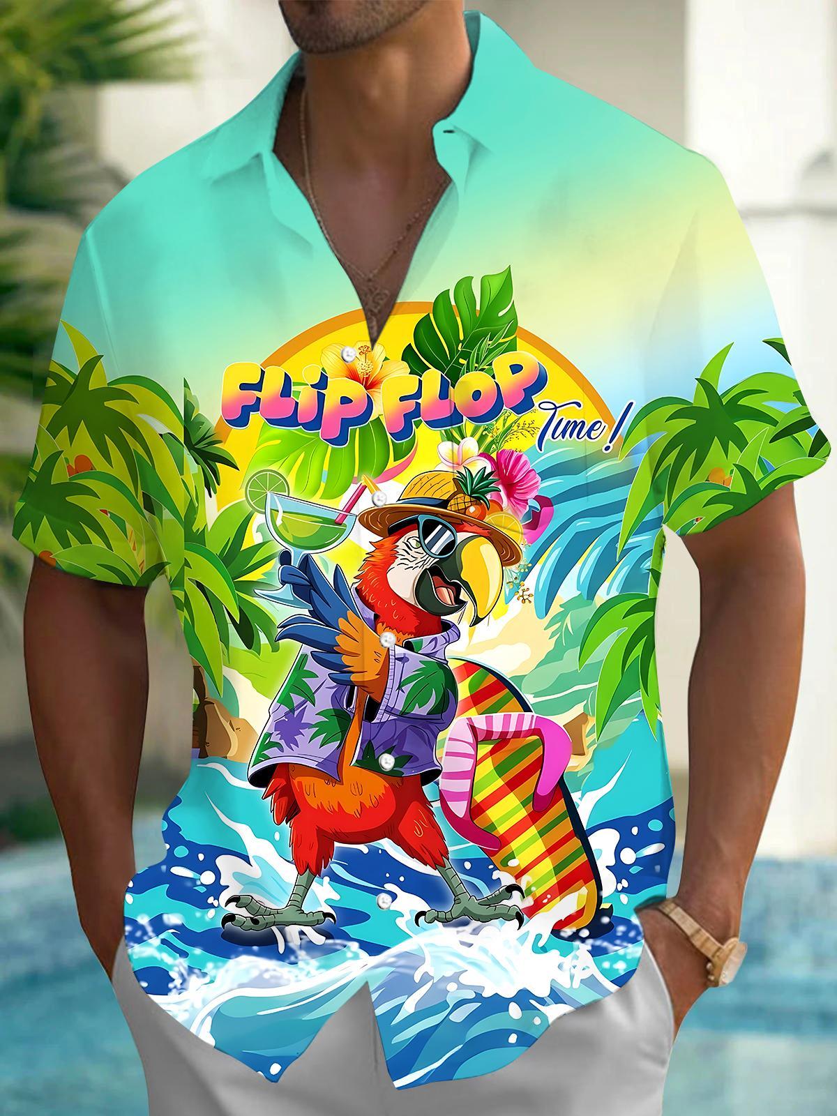 Hawaiian Parrot Men's Pocket Short Sleeve Shirts