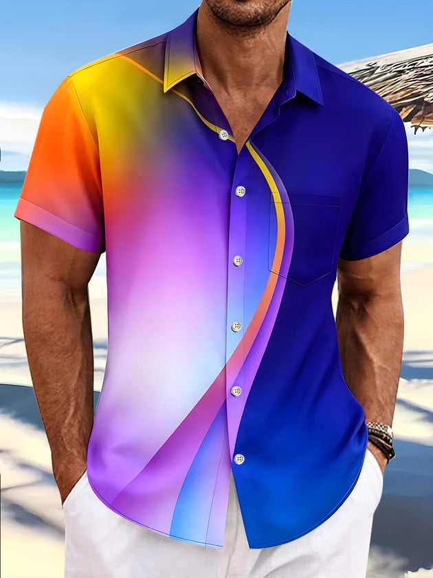 Men's abstract tie dye short sleeve shirt front view