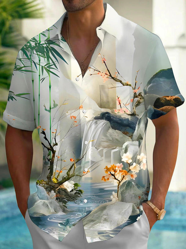men's floral shirt front view