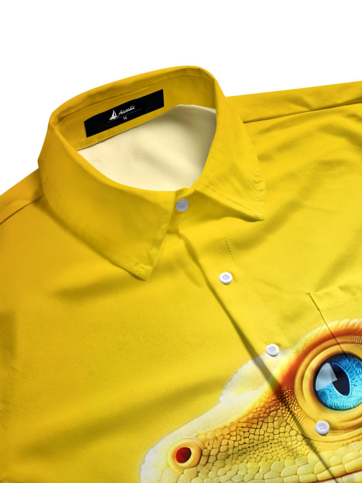 Lizard Print Men's Pocket Short Sleeve Shirts