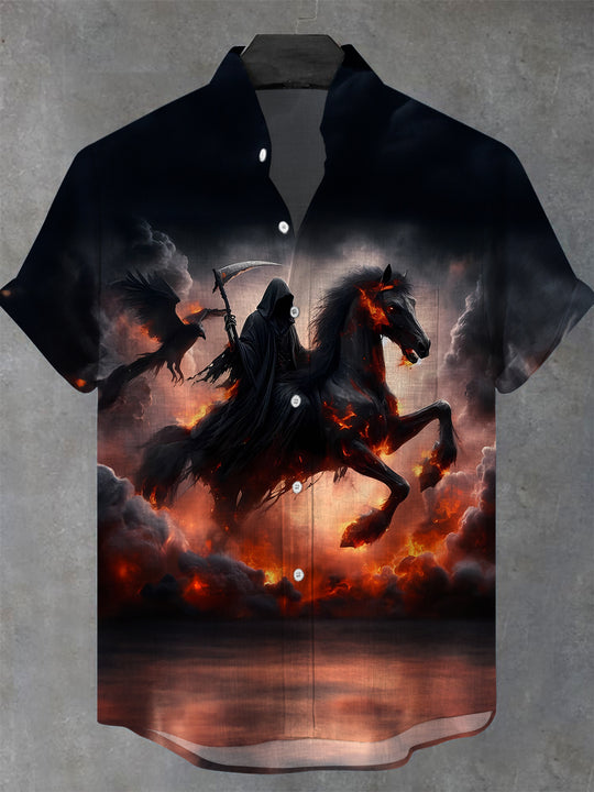 men's skull print shirt front view