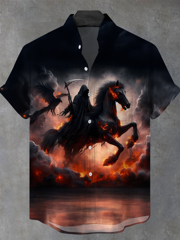 men's skull print shirt front view