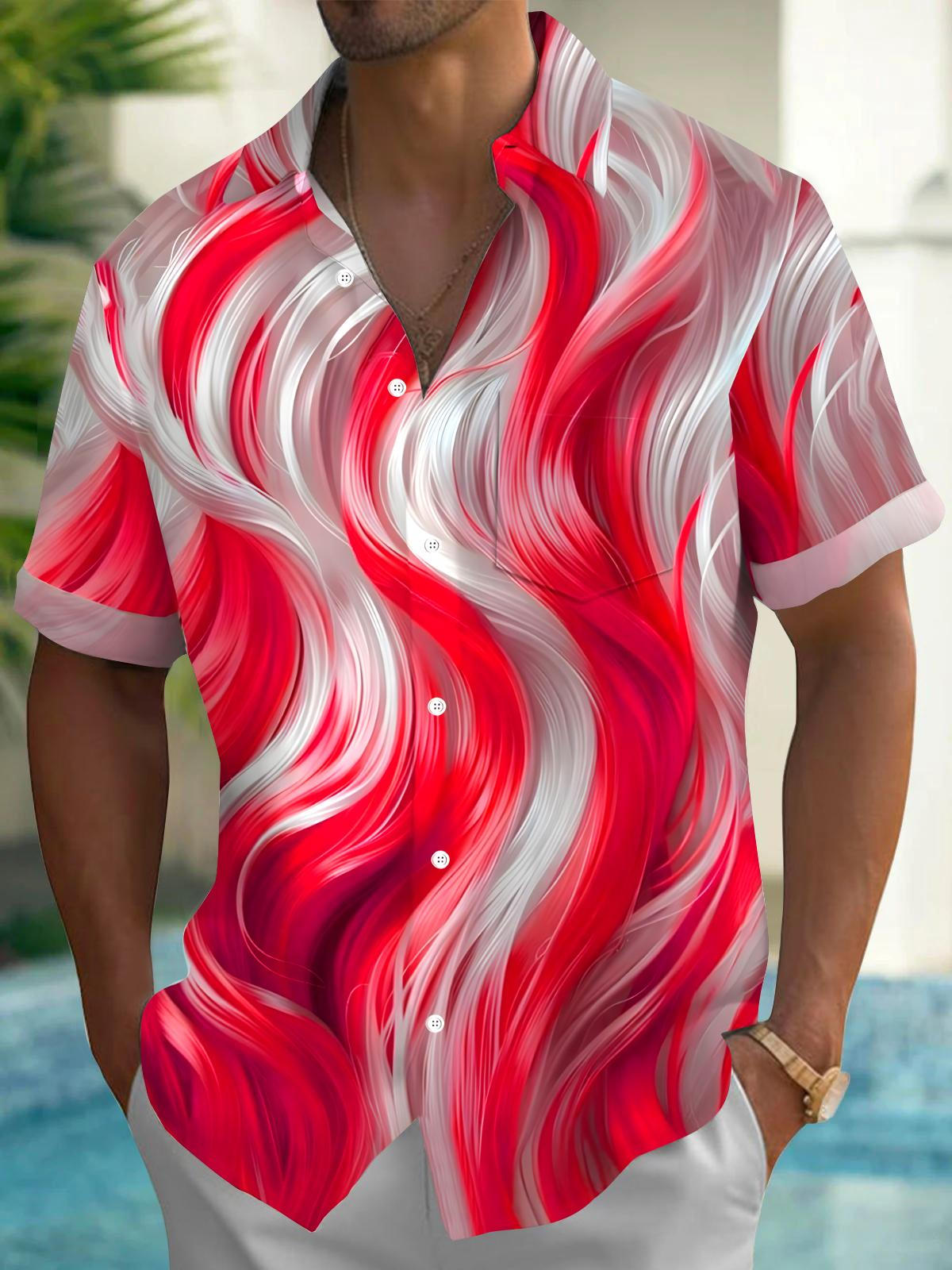 Abstract Men's Pocket Short Sleeve Shirts