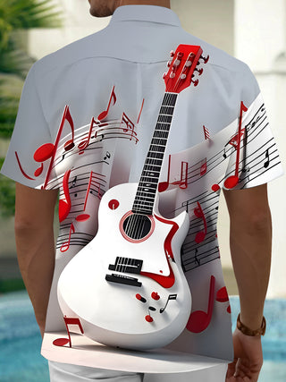 men's music print shirt back view